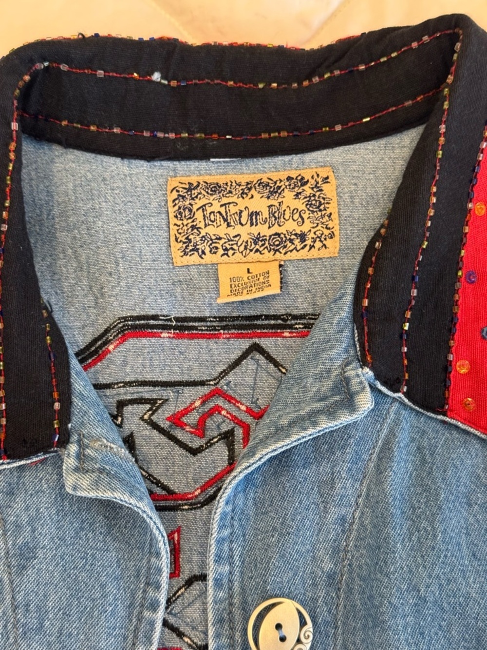 Vintage Tantrum Blues Southwest Style Denim Jacket View 5
